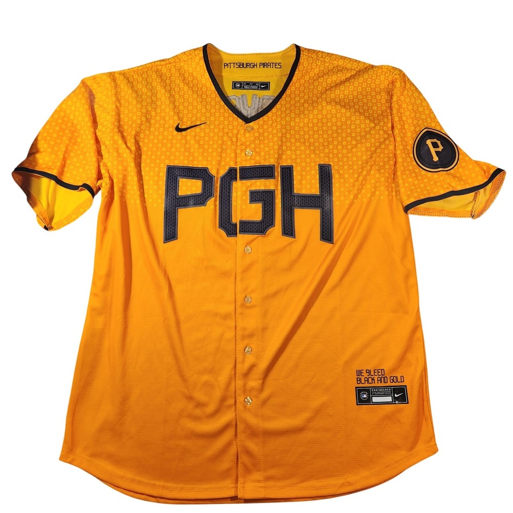 Pittsburgh Pirates Jersey Mens XXL Gold MLB Baseball Ke'Bryan Hayes Nike PGH‎